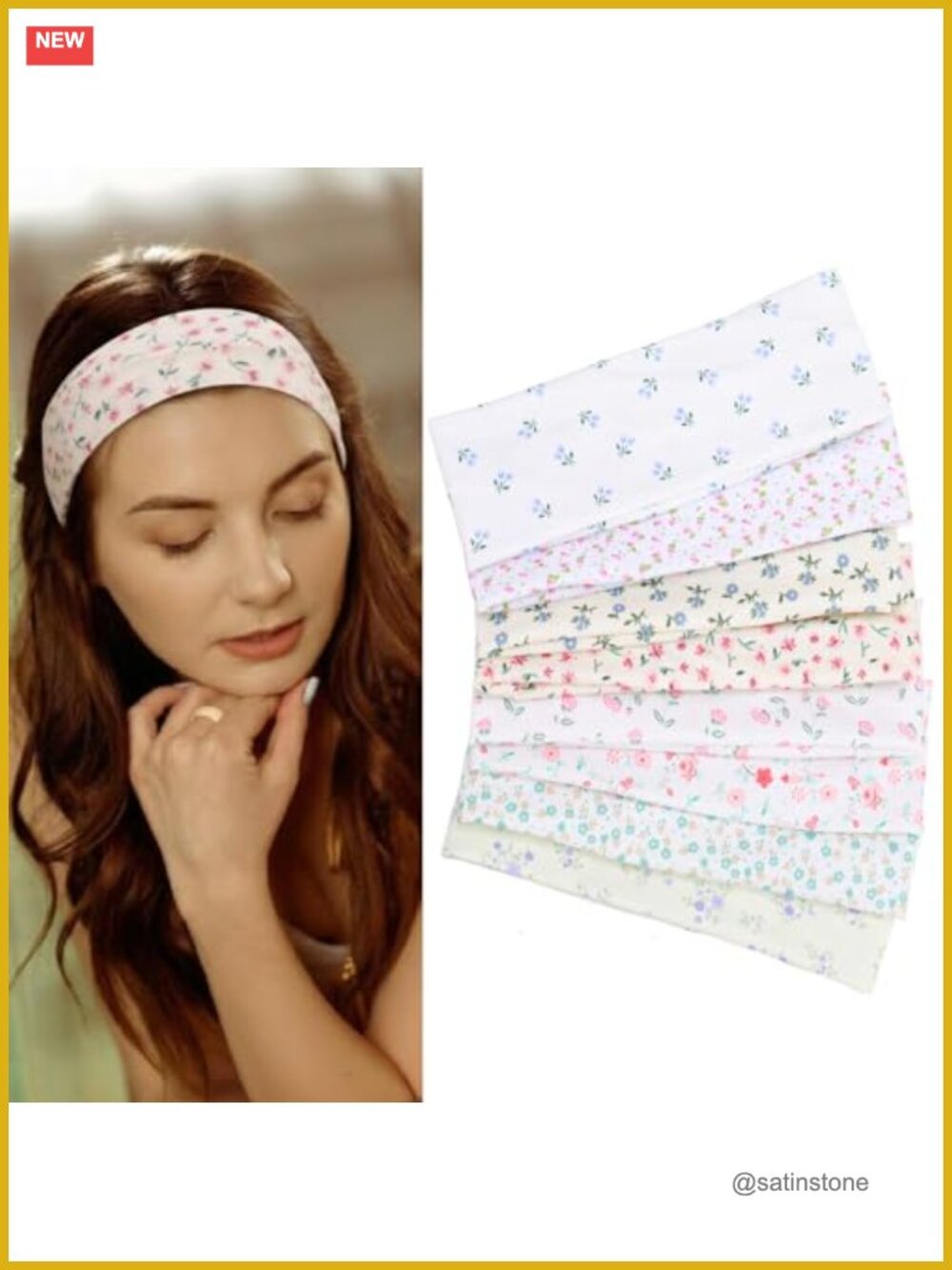 8 Pack Floral Elastic Headbands Non Slip Polyester Hair Accessories